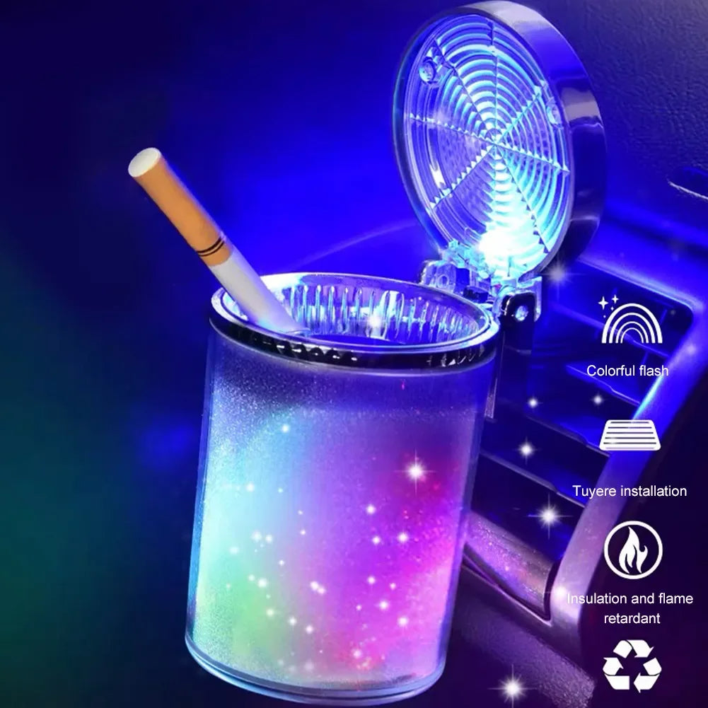 Car Ashtray with LED Light Car Interior Decoration